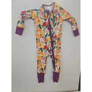 White Purple, Orange  Floral  Bamboo  Zippy Double Zipper 12 To 18 Months
